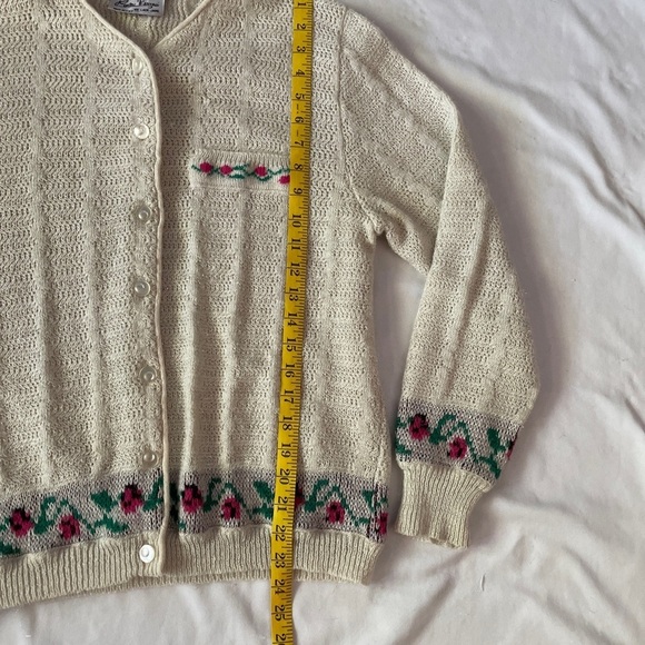 CARLA FERRONI By Lady Jane Ivory Short Cardigan Sweater Size Large Made in Italy - Picture 3 of 12